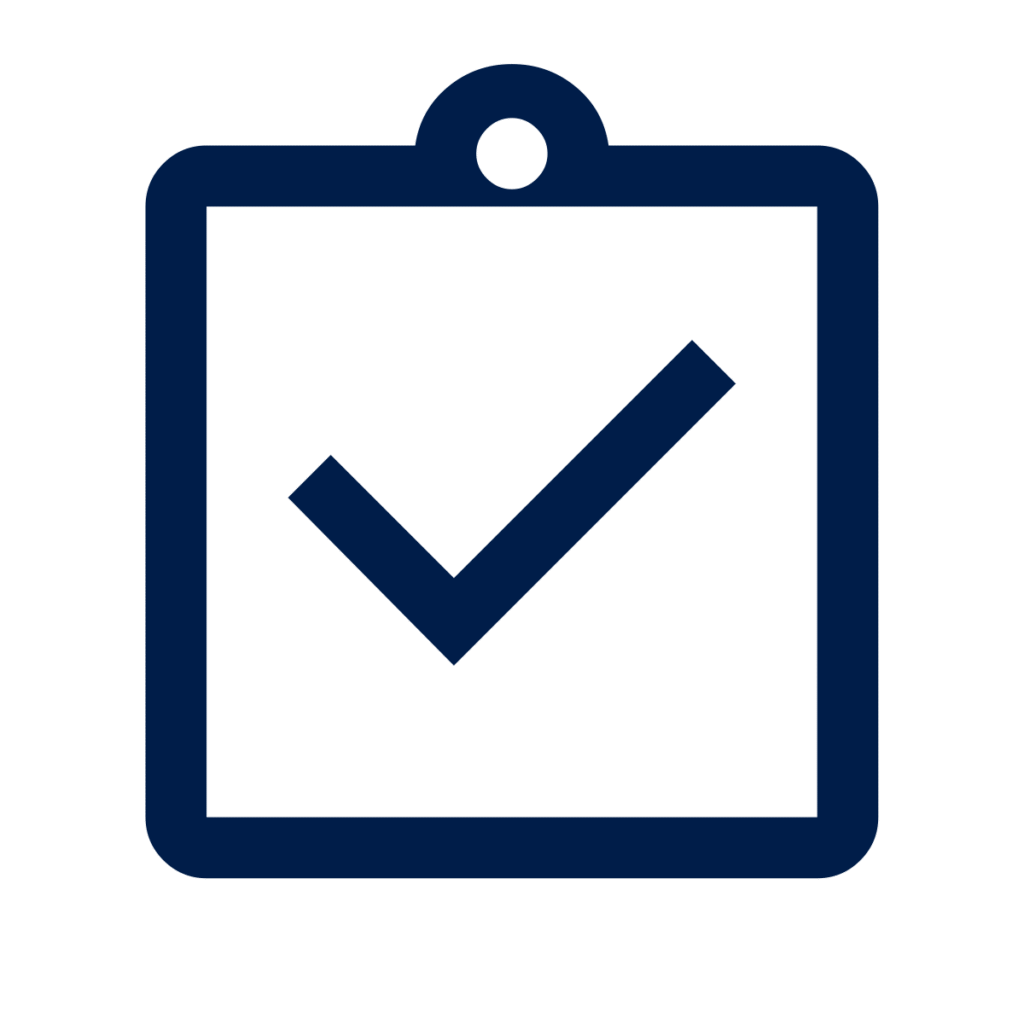 assignment turned in navy icon