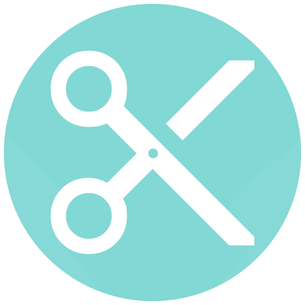 content cut teal circle icon