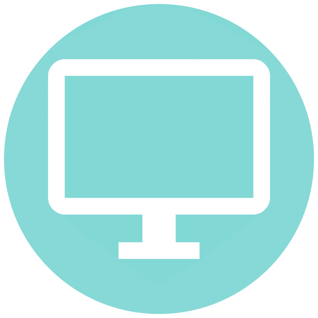 desktop windows teal circle icon