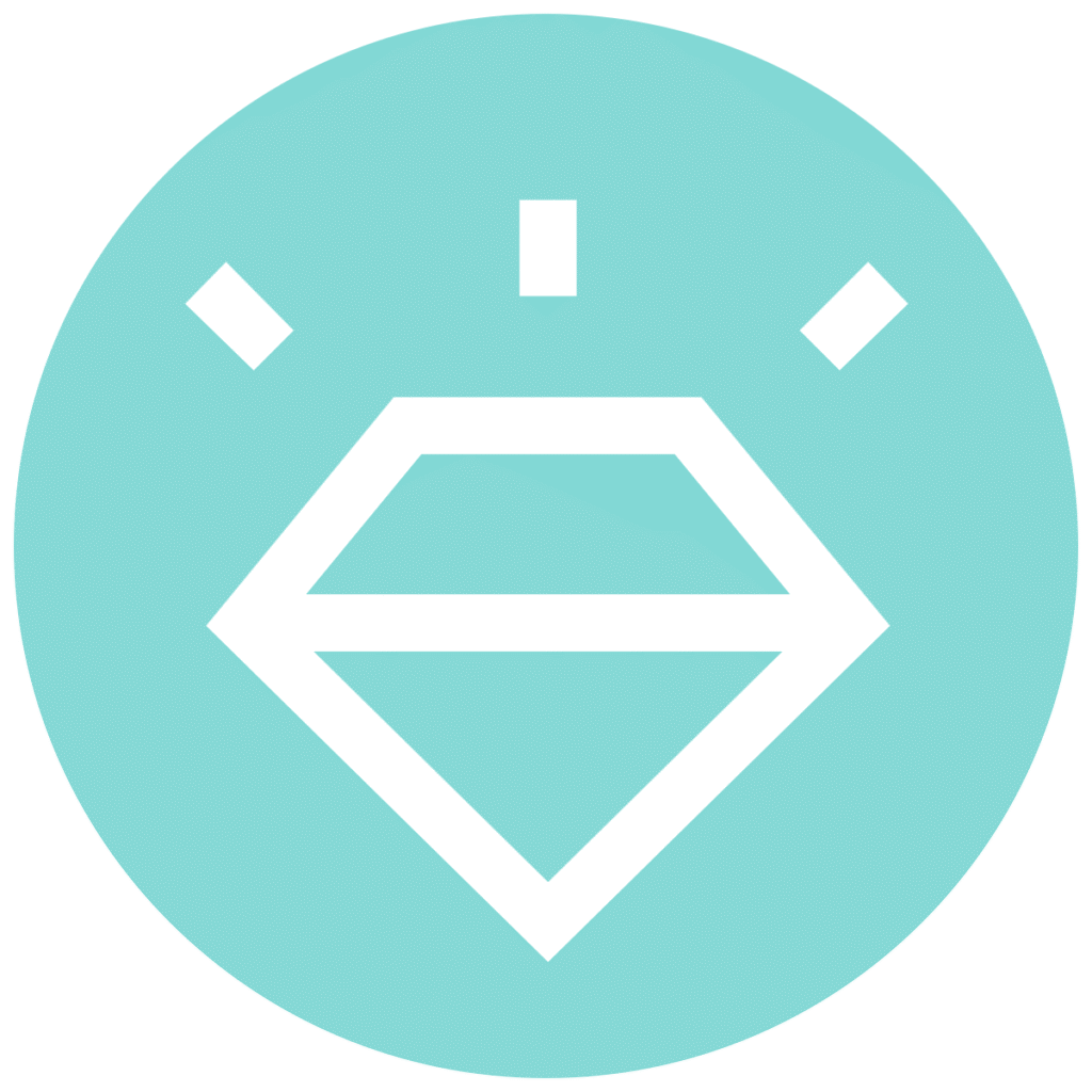 diamond shine teal circle icon