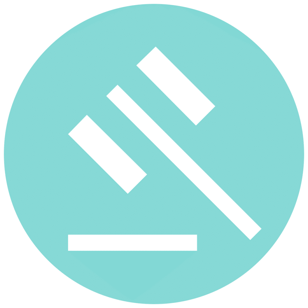 gavel teal circle icon