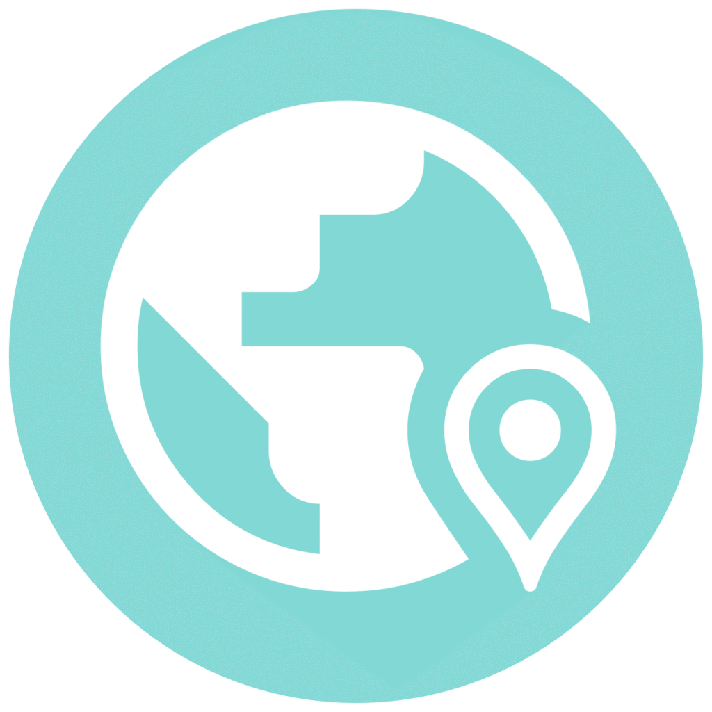 global location pin teal circle icon