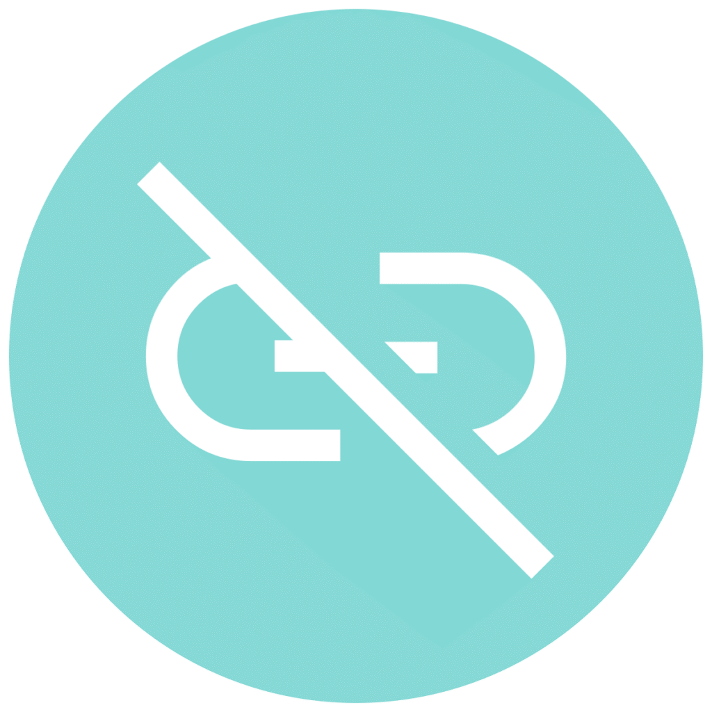 link off teal circle icon