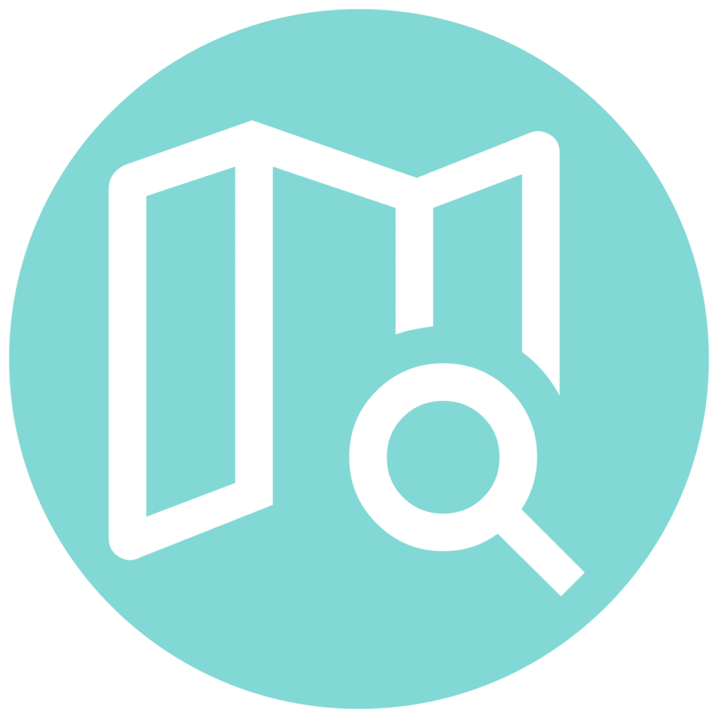 map search teal circle icon