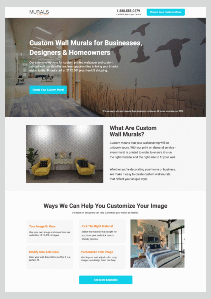 murals your way half landing page grey border