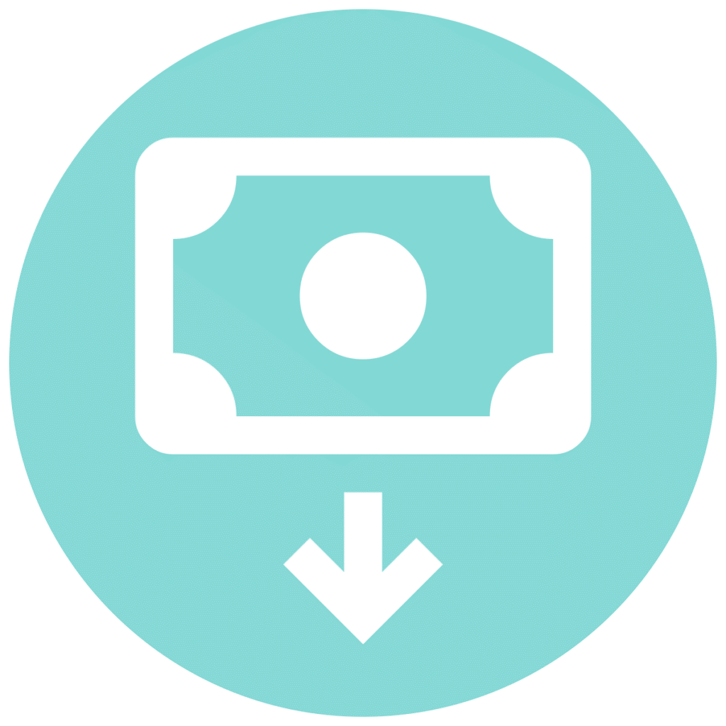 payment arrow down teal circle icon