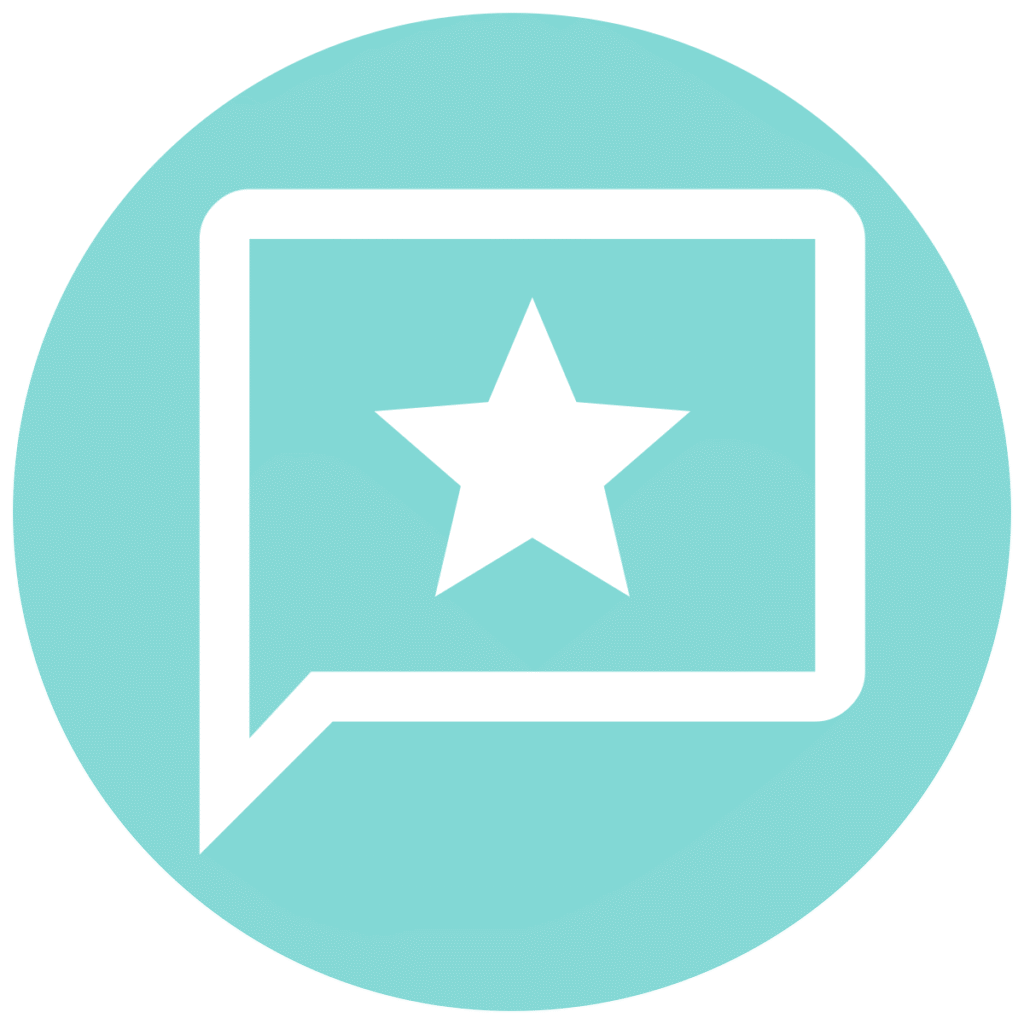 reviews teal circle icon