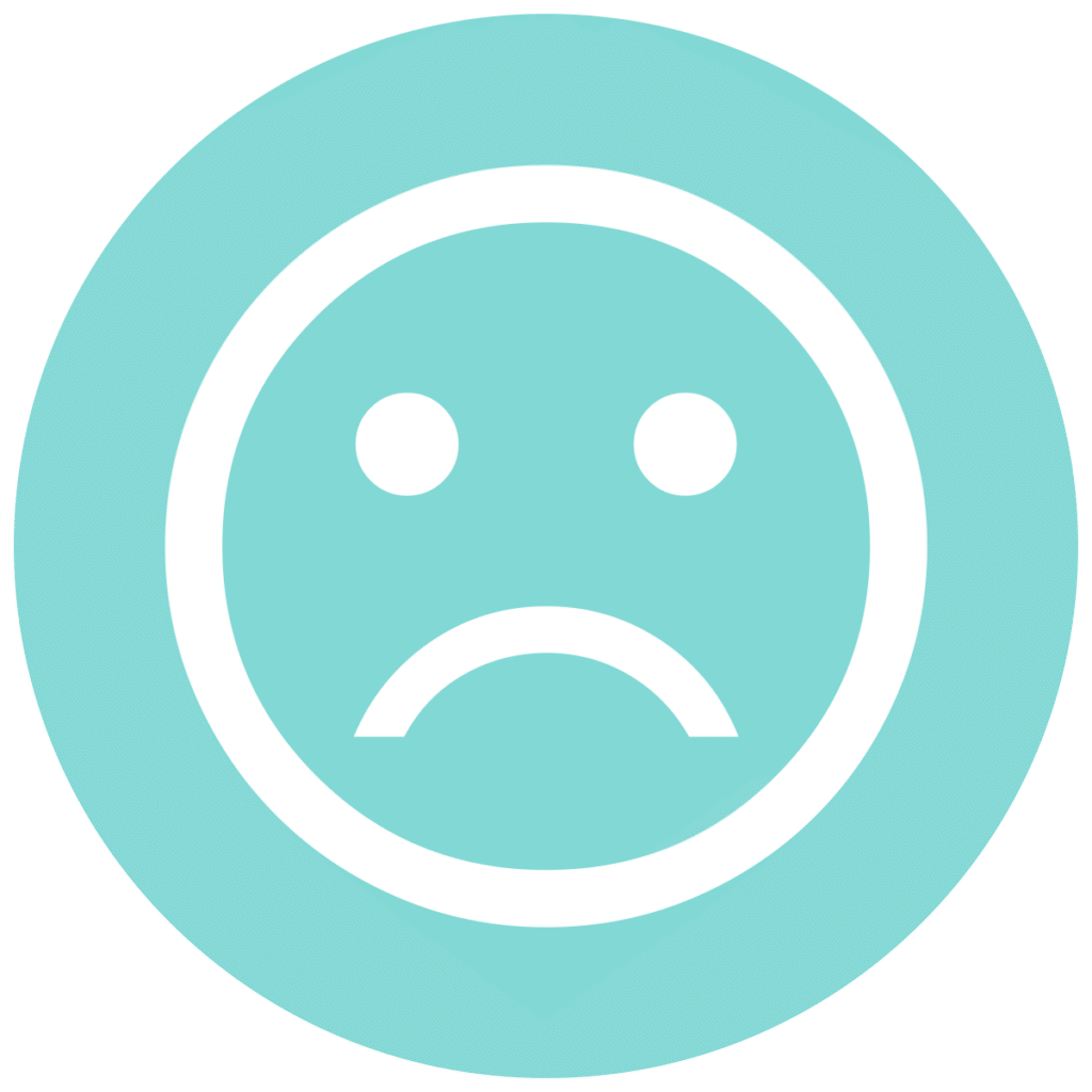 sentiment dissatisfied teal circle icon