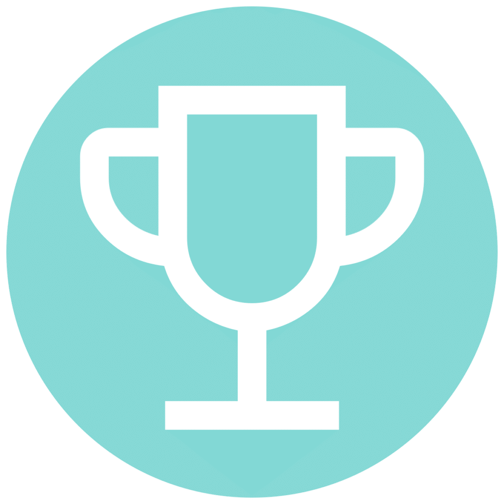 trophy teal circle icon
